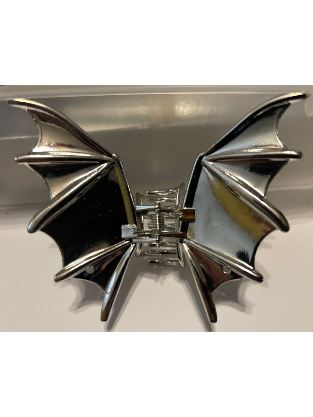 Bat Wing Hair Claw Clip Goth Emo Punk Biker Hair Accessory Silver Metal Clip 4”